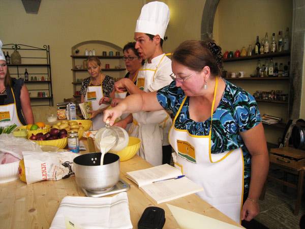 Chef instructing the students on Italian Cuisine