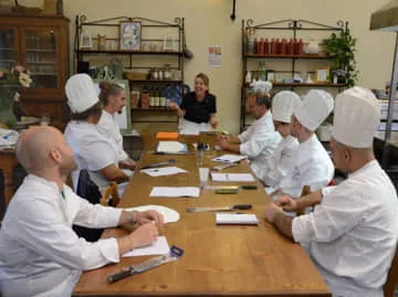 Chef guiding before hands-on cooking in an Italian master class